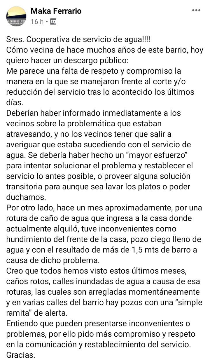RECLAMO VECINOS