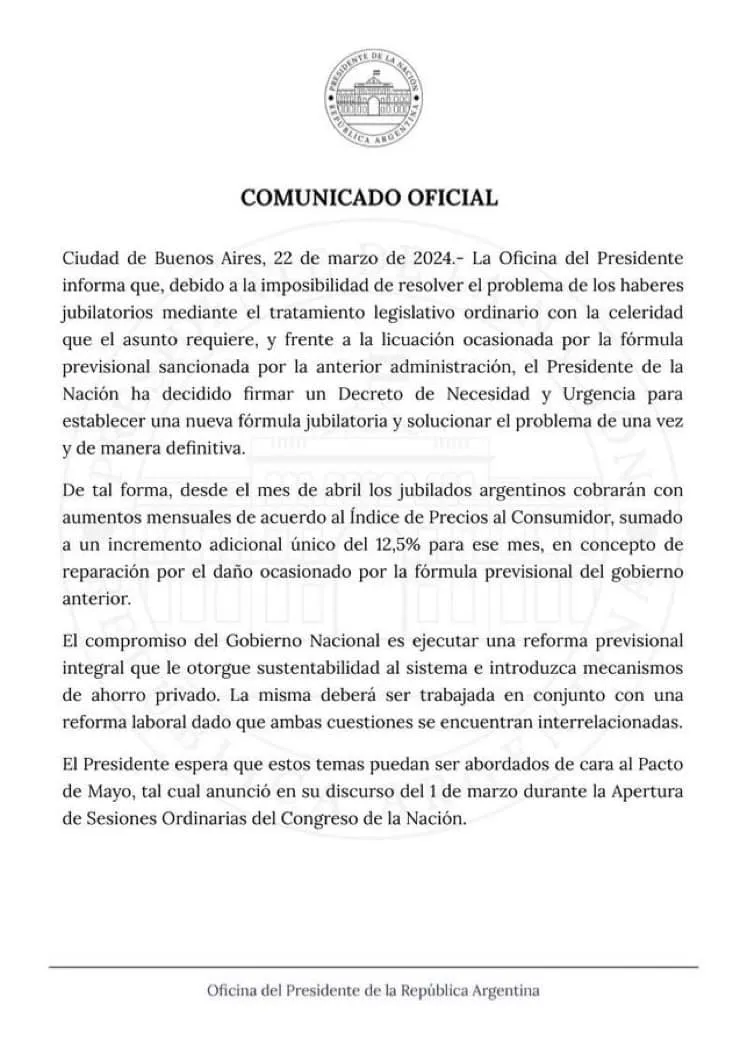 COMUNICADO JUBILADOS