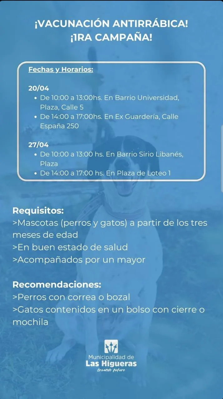 VACUNACION ANTIRRABICA  PRIMER CAMPAÑA