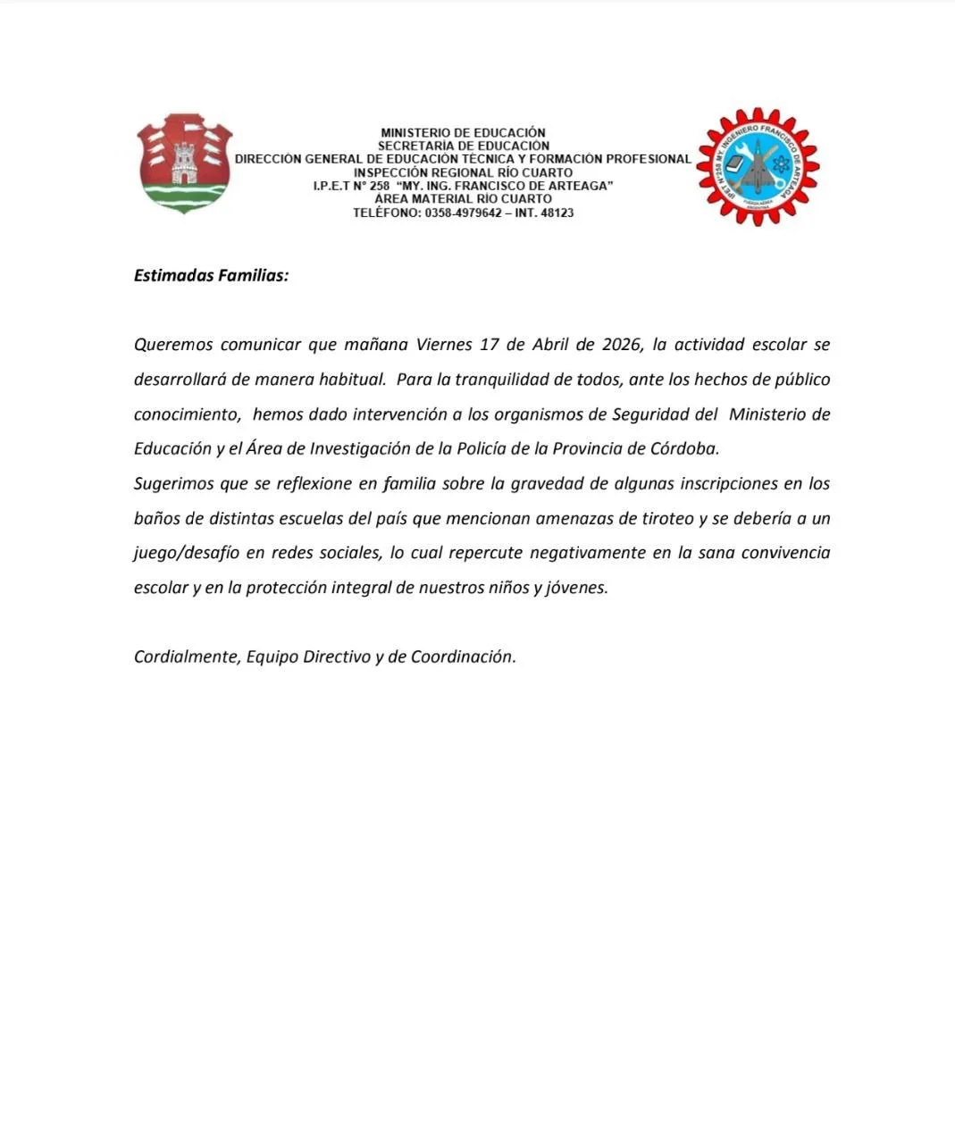 COMUNICADO IPET